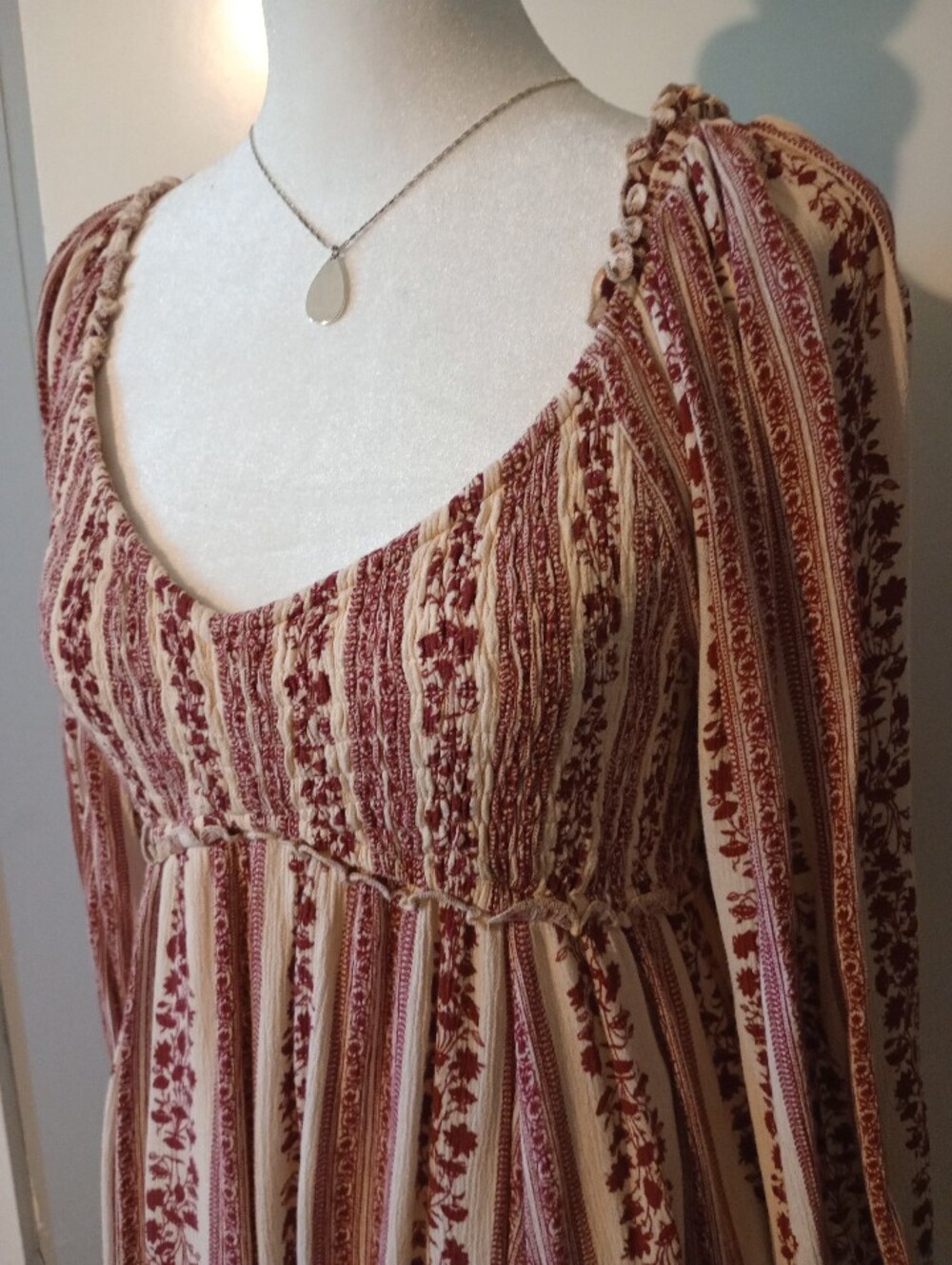 Boho Style Long Sleeve Mini Dress Size Medium - Picture 3 of 15